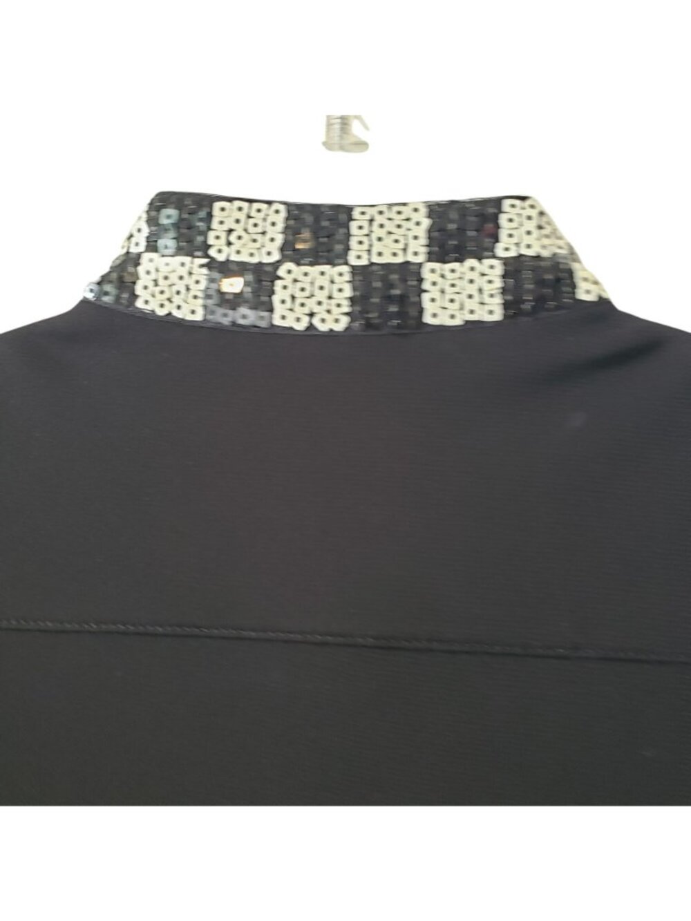 Jean Paul Gaultier Black White Checker Sequin Tie Neck Long Sleeve Top Blouse - Picture 12 of 12